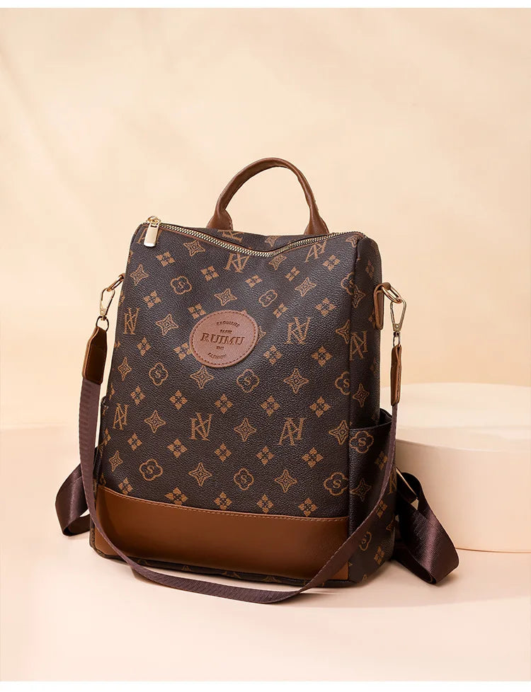 2025 Floral Print Backpack - Women's Stylish Laptop Bag, Convertible Shoulder Bag with USB Port for Daily Commute