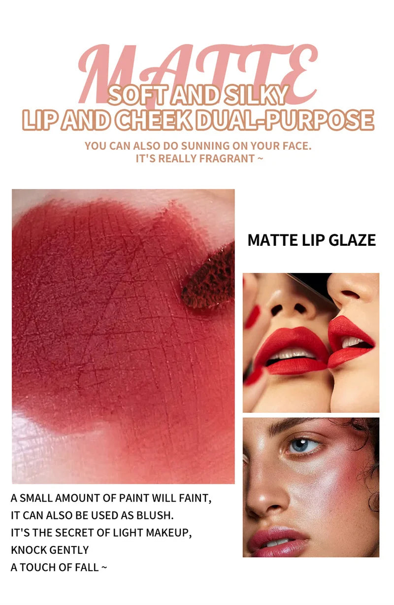 1pc Waterproof Liquid Lipsticks Lip Makeup Matte Velvet Lipstick Lip Gloss Red Sexy Cosmetic 6 Colors Long Lasting Lip Glaze