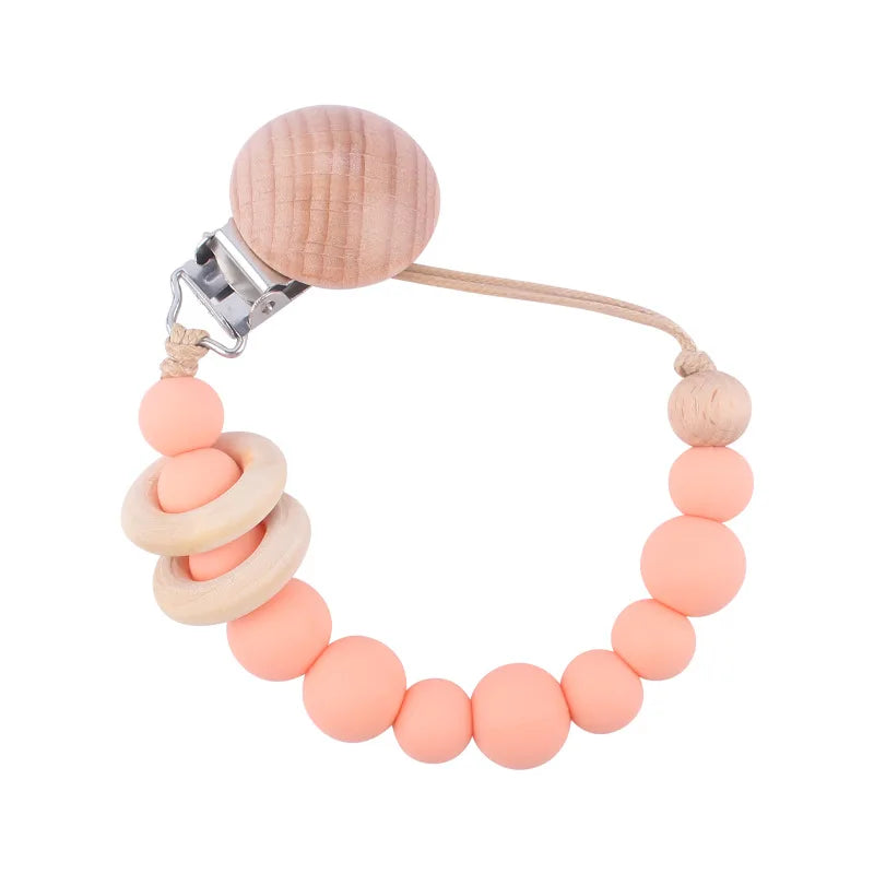 Baby Anti-drop Chain Pacifier Clips Silicone Beads Infant Nipple Appease Soother Chain Clips Dummy Holder Nipple Clip