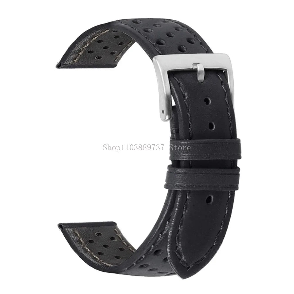 18mm 20mm 22mm Vintage Genuine Leather Strap Men Women Universal Cowhide WatchBand Breathable Bracelet Sport Wristbelt Accessory