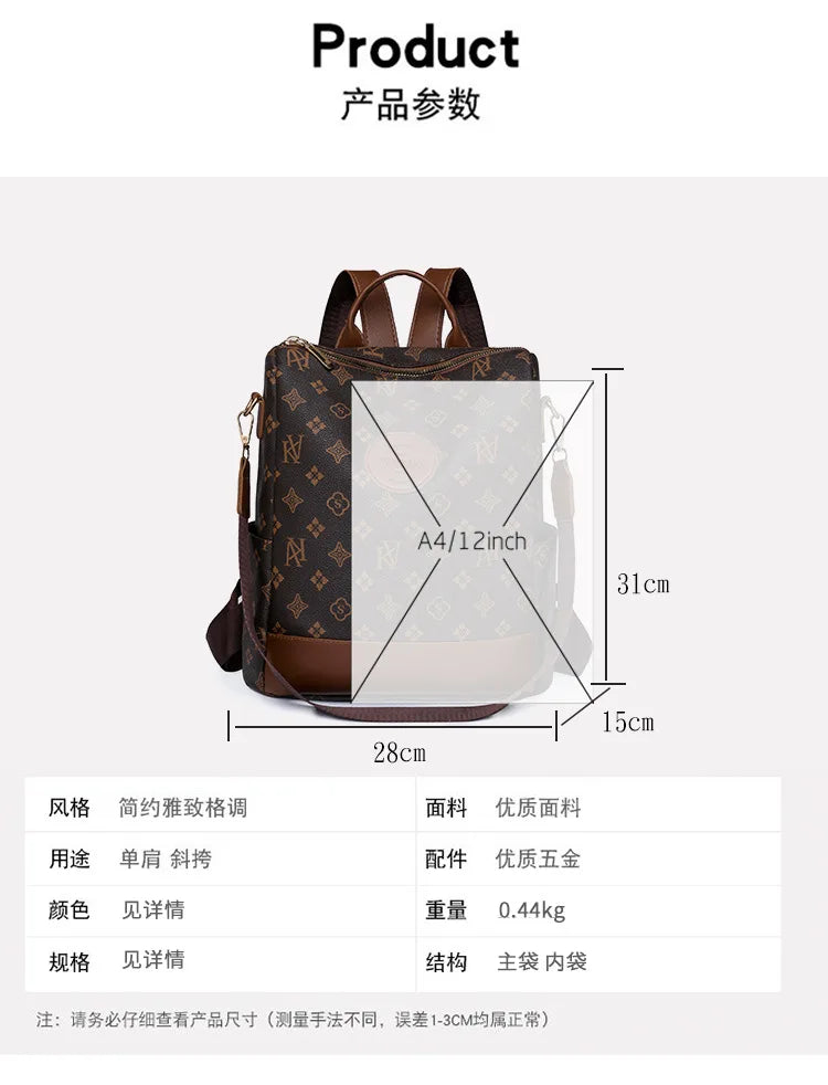 2025 Floral Print Backpack - Women's Stylish Laptop Bag, Convertible Shoulder Bag with USB Port for Daily Commute