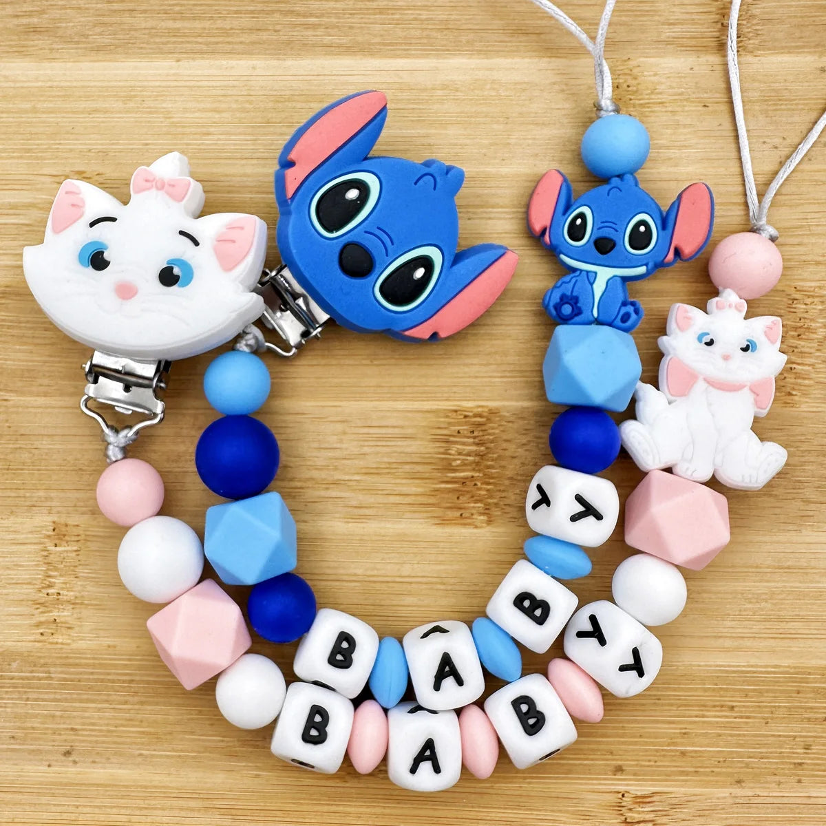 Customized Personalized Name English Letters Baby Silicone Pacifier Clips Chains Holder Teether Pendants Teething Baby Gifts