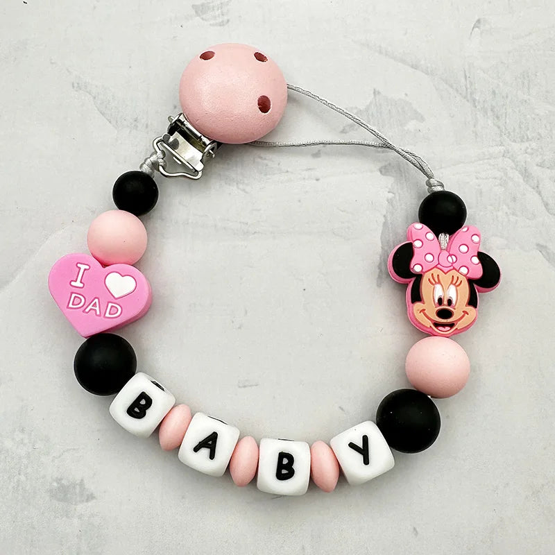Customized Personalized Name English Letters Baby Silicone Pacifier Clips Chains Holder Teether Pendants Teething Baby Gifts