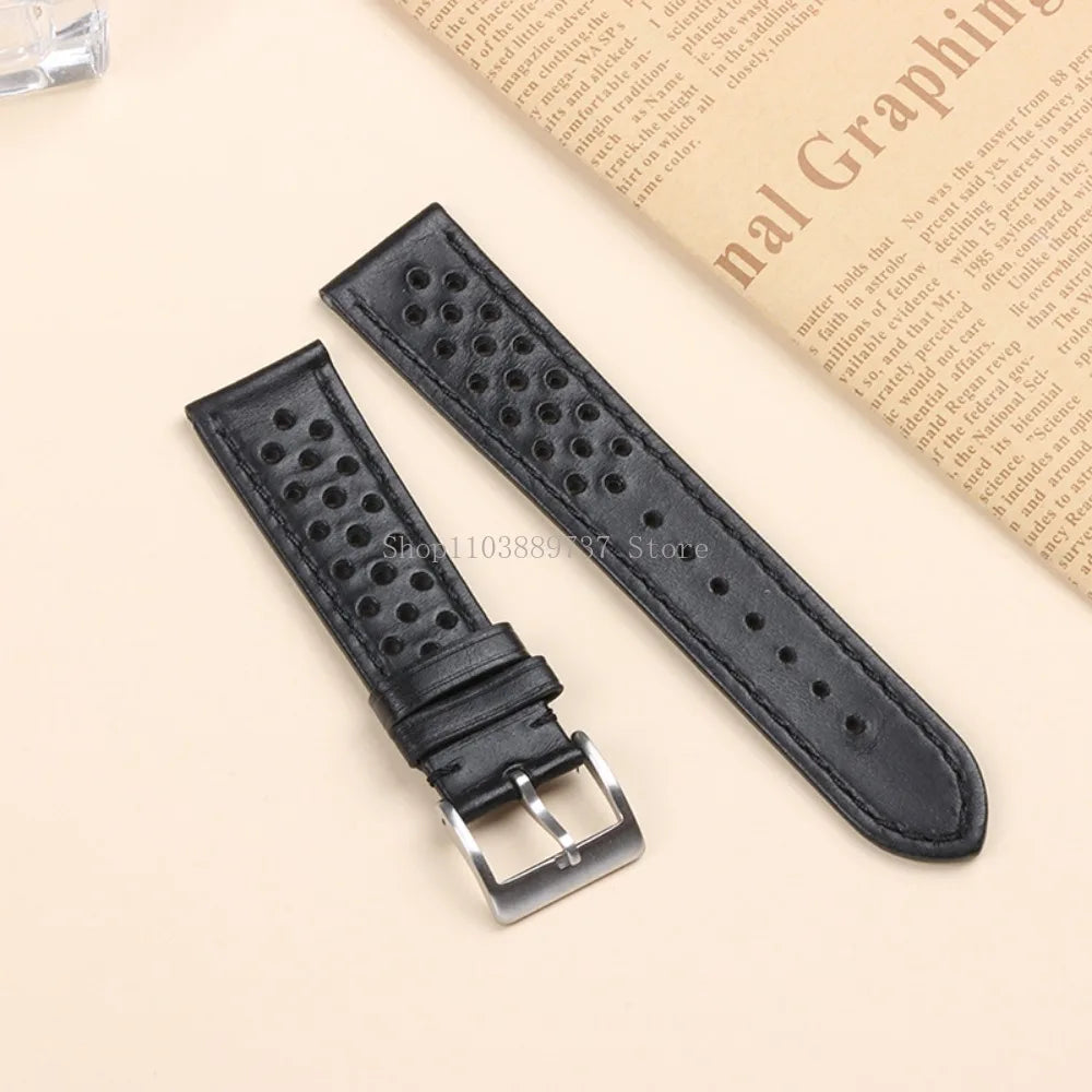 18mm 20mm 22mm Vintage Genuine Leather Strap Men Women Universal Cowhide WatchBand Breathable Bracelet Sport Wristbelt Accessory