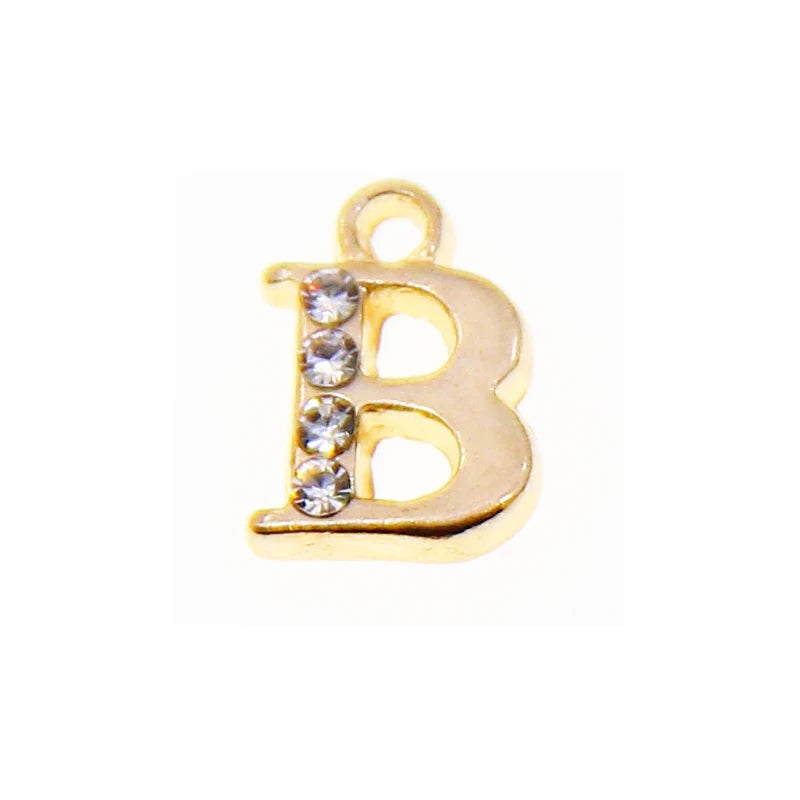 10/26pcs 13*10mm Alloy inlaid rhinestones 26 Letter Charms Pendants for Women Necklace earring jewelry accessories model