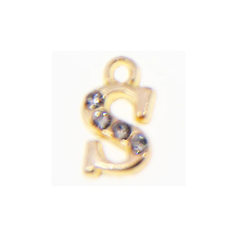 10/26pcs 13*10mm Alloy inlaid rhinestones 26 Letter Charms Pendants for Women Necklace earring jewelry accessories model