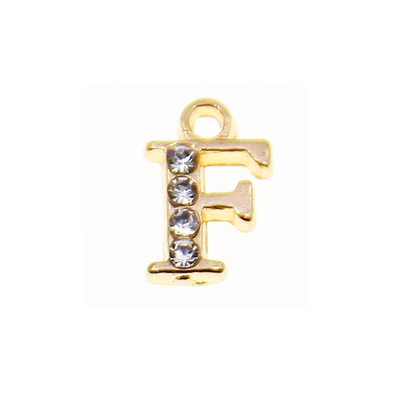 10/26pcs 13*10mm Alloy inlaid rhinestones 26 Letter Charms Pendants for Women Necklace earring jewelry accessories model