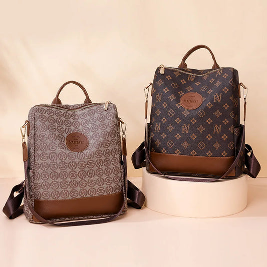 2025 Floral Print Backpack - Women's Stylish Laptop Bag, Convertible Shoulder Bag with USB Port for Daily Commute